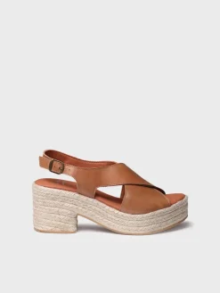 AGATHA - Women's leather espadrille with wide heel