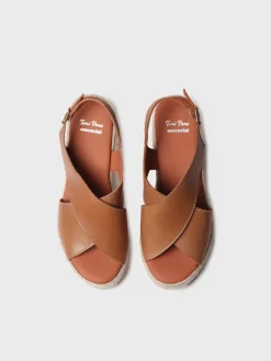 AGATHA - Women's leather espadrille with wide heel