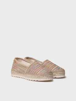 ALMA-CL - Flat espadrille for women in glitter fabric