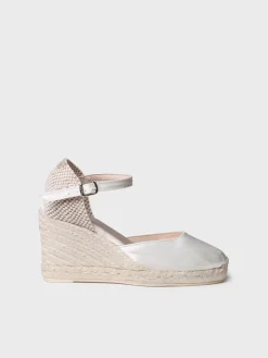 AUDREY - Bridal wedge espadrilles in satin