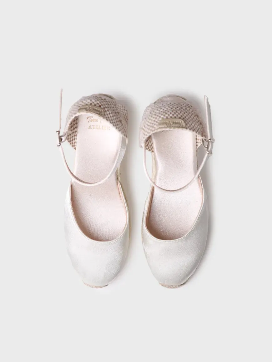 AUDREY - Bridal wedge espadrilles in satin