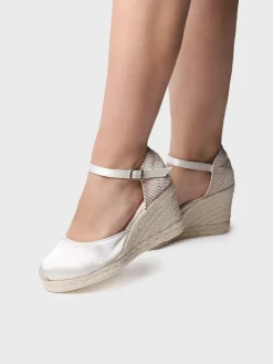 AUDREY - Bridal wedge espadrilles in satin