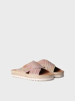 BALI-CL - Flat sandal with crossed straps with a shiny finish