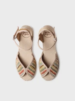 BELLA-MA - Women's espadrille with medium wedge in multicolour raffia