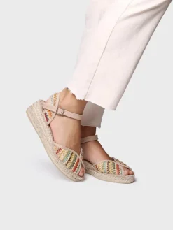 BELLA-MA - Women's espadrille with medium wedge in multicolour raffia