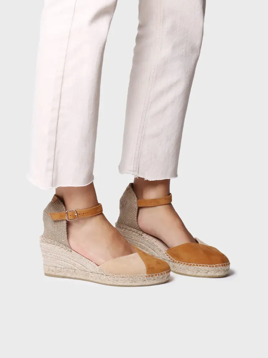 BERAL - Women's espadrille in two-tone suede with wedge
