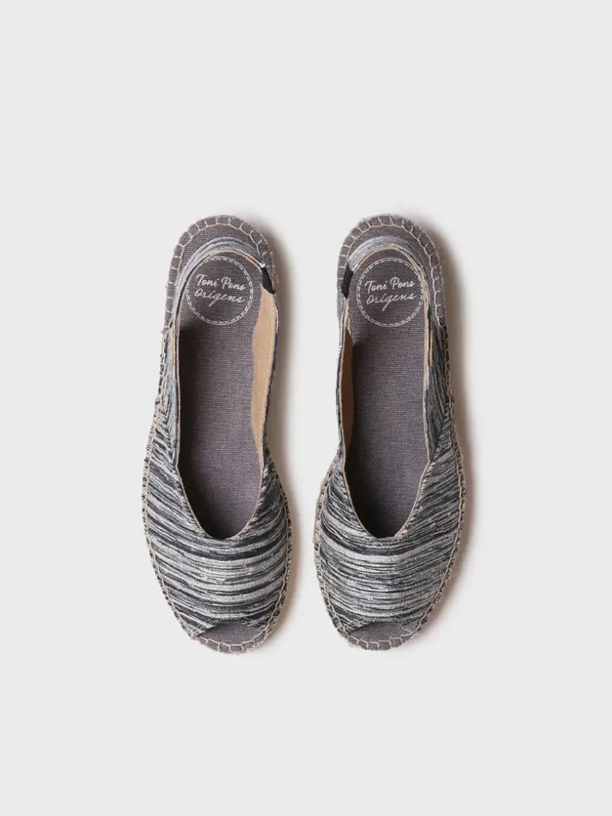 BERI-RG - Women's peep toe espadrille with wedge and striped fabric