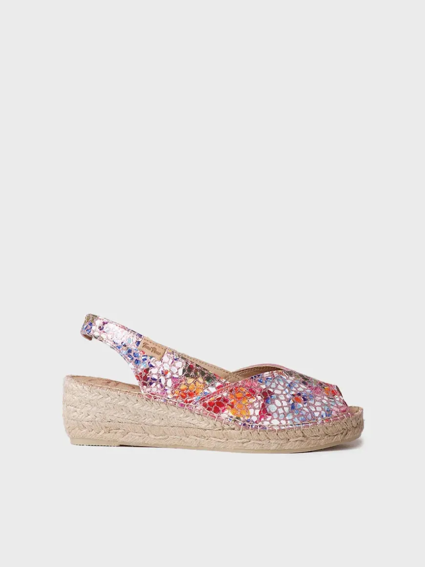 BERNIA-PM - Women's leather wedge espadrilles