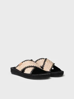 BERTA-IP - Flat women's espadrille in braided fabric with crossed straps