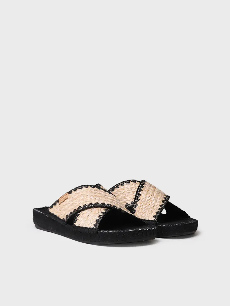 BERTA-IP - Flat women's espadrille in braided fabric with crossed straps