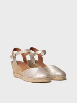 BIANCA-AS - Women's leather espadrille with wedge