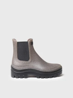CALGARY - Shiny silver rain boots for women