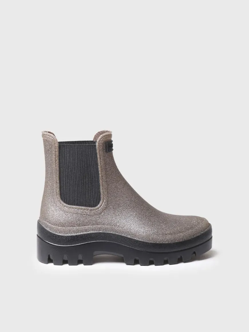 CALGARY - Shiny silver rain boots for women