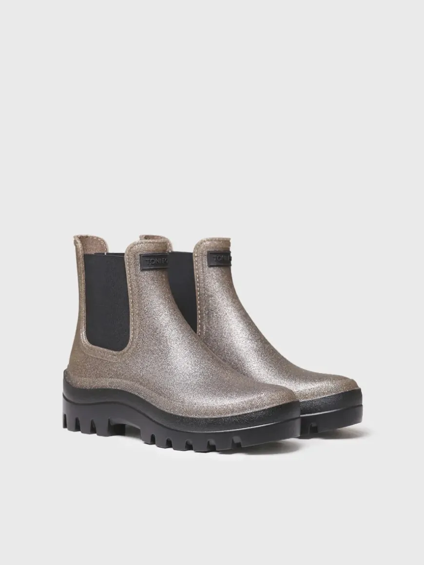 CALGARY - Shiny silver rain boots for women
