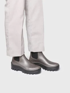 CALGARY - Shiny silver rain boots for women