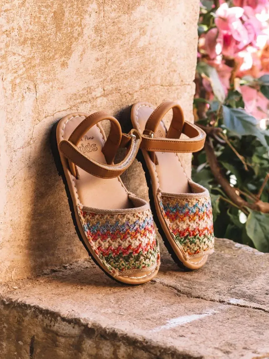 COVA-NZ - Children's abarcas in multicoloured fabric with velcro closure