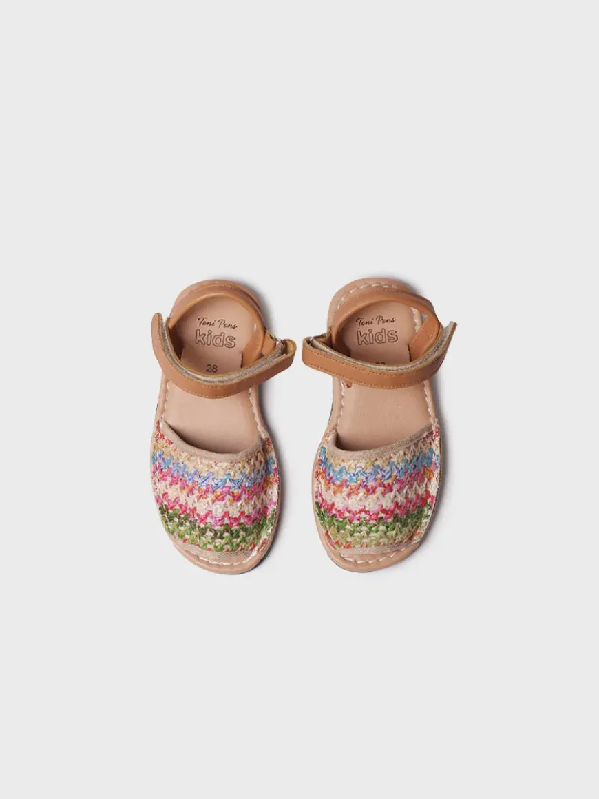 COVA-NZ - Children's abarcas in multicoloured fabric with velcro closure