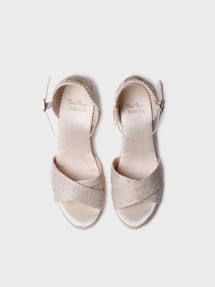 CRISTAL - Open bridal espadrille with wedge and crossed straps