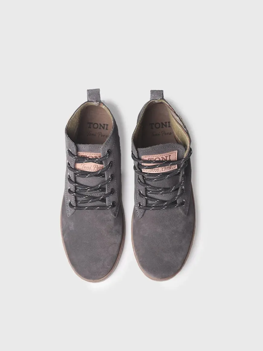 DALTON-SY - Men's Lace-up Ankle boot in Suede grey