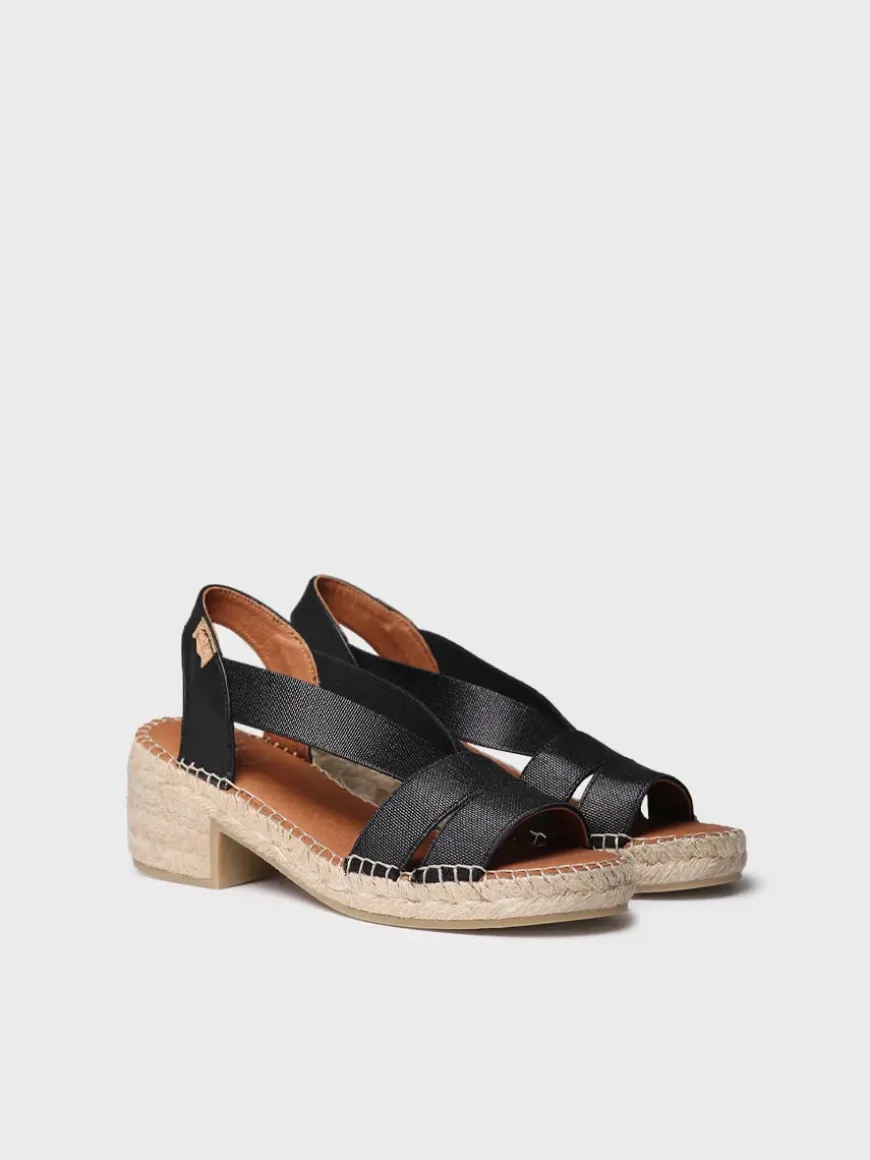 DAMA - Women's espadrille with wide heel and metallic elastics