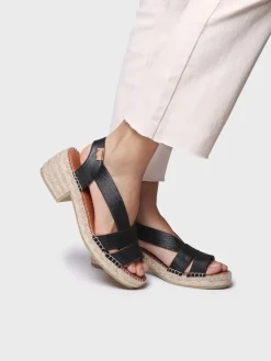 DAMA - Women's espadrille with wide heel and metallic elastics