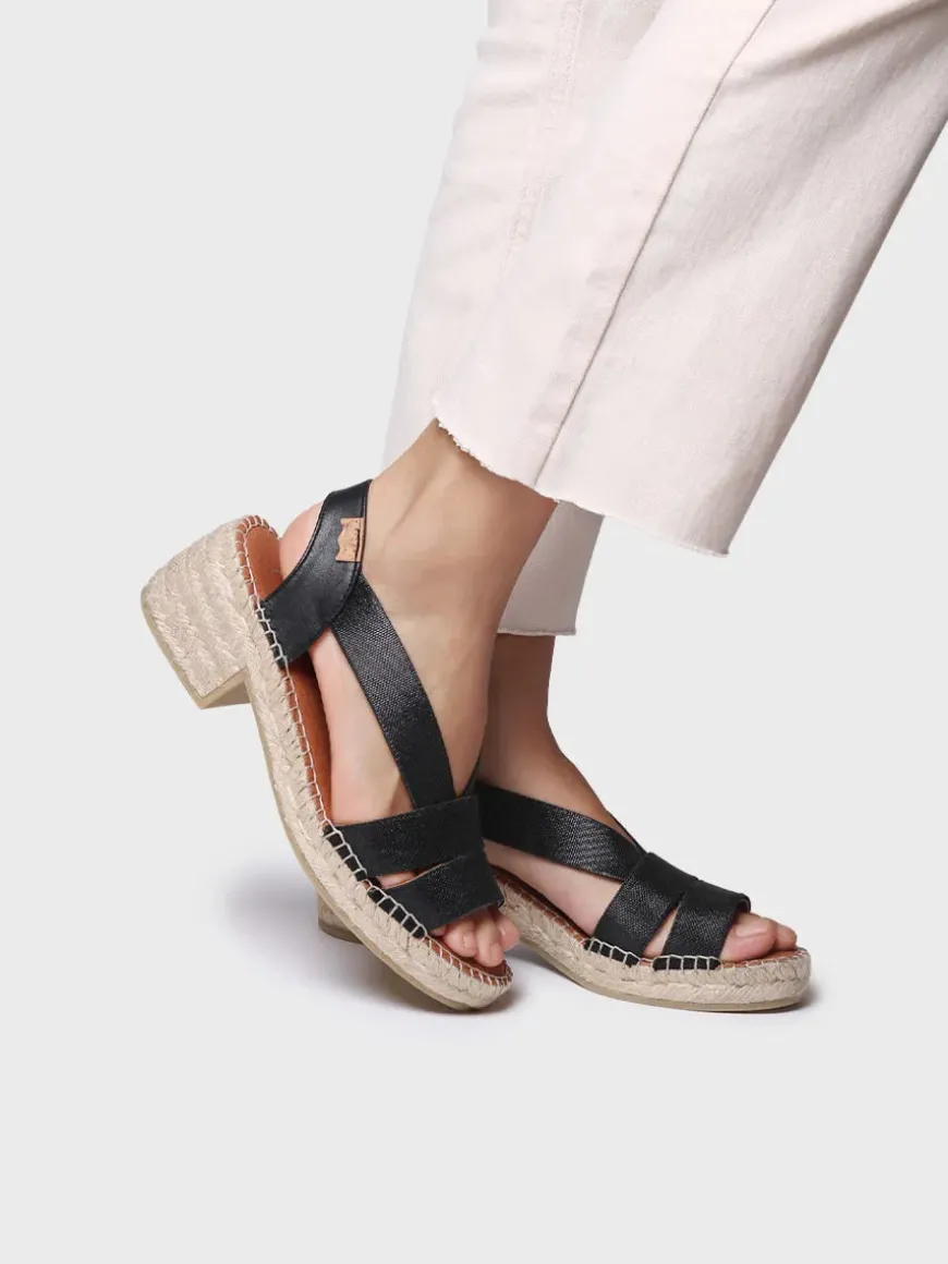 DAMA - Women's espadrille with wide heel and metallic elastics