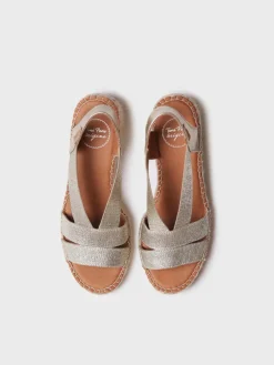 DAMA - Women's espadrille with wide heel and metallic elastics