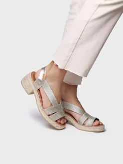 DAMA - Women's espadrille with wide heel and metallic elastics