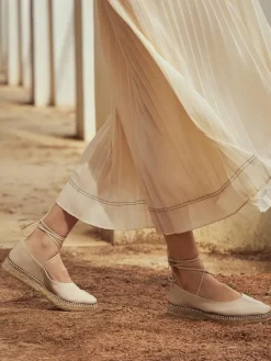 DAMETA - Leather ballerina-style espadrille for women - DAMETA