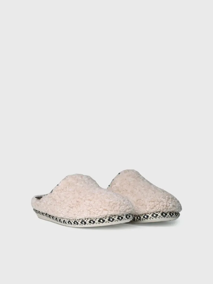 DARLA-SB - Women's slipper-style clog in Sheepskin beige