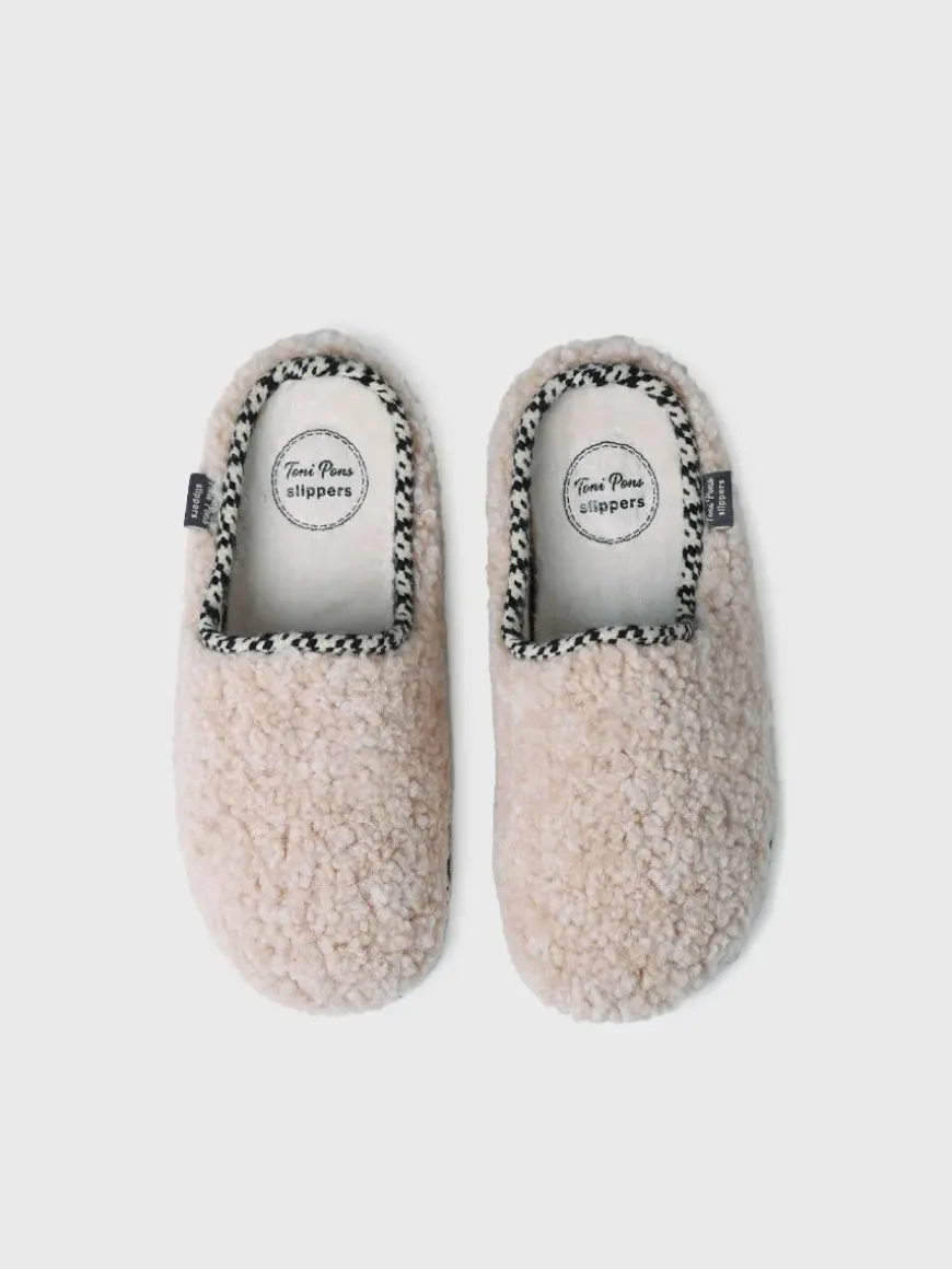 DARLA-SB - Women's slipper-style clog in Sheepskin beige