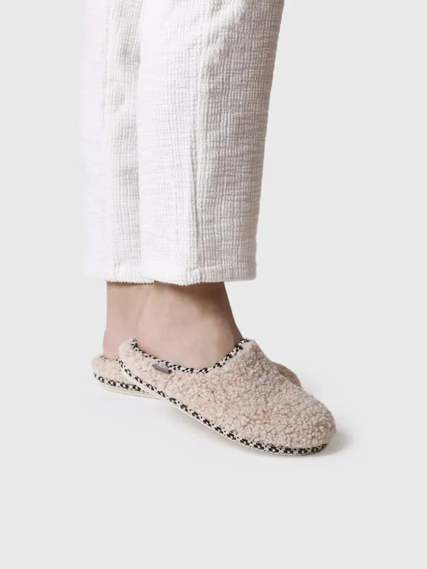 DARLA-SB - Women's slipper-style clog in Sheepskin beige