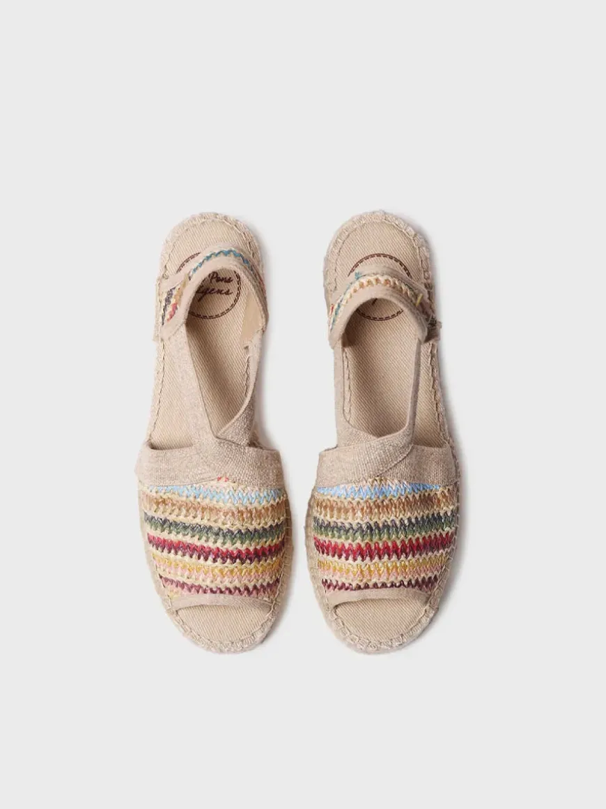 DELMI-MA - Women's espadrille in multicoloured raffia with wide heel