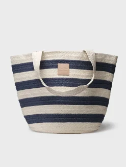 DESI - Large women's raffia bag with sailor stripes