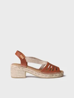 DIMA - Women's leather espadrille with wide heel and elastic