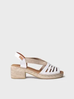 DIMA - Women's leather espadrille with wide heel and elastic