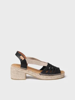 DIMA - Women's leather espadrille with wide heel and elastic