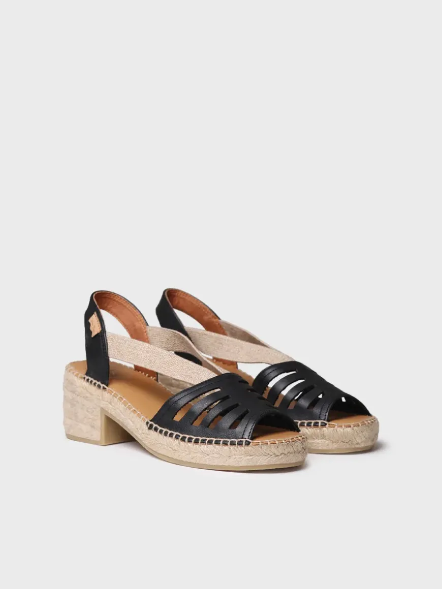 DIMA - Women's leather espadrille with wide heel and elastic