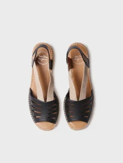 DIMA - Women's leather espadrille with wide heel and elastic