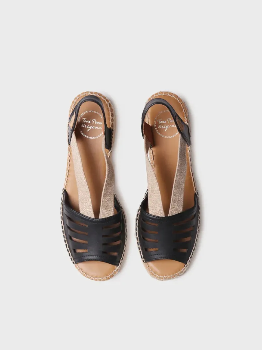 DIMA - Women's leather espadrille with wide heel and elastic