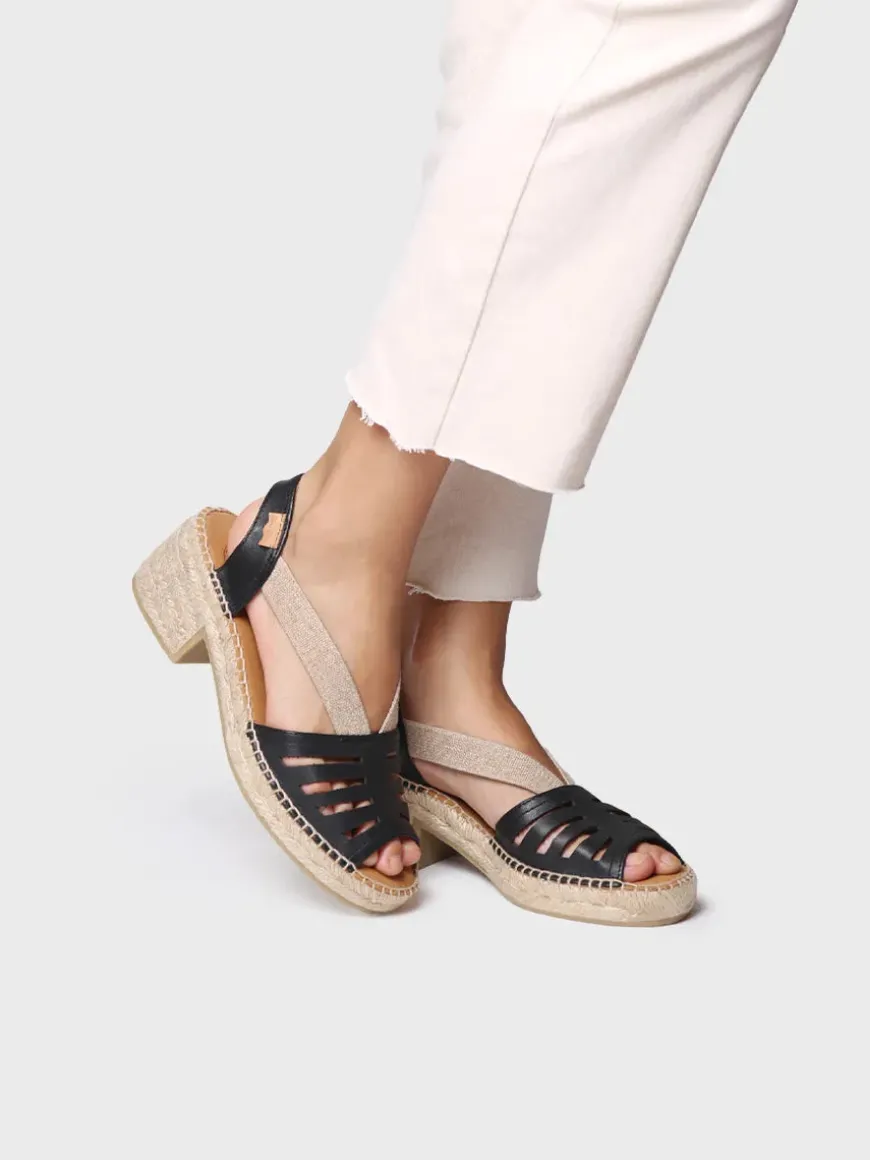 DIMA - Women's leather espadrille with wide heel and elastic
