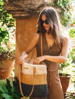 DORA - Paper raffia shopper bag with zipper