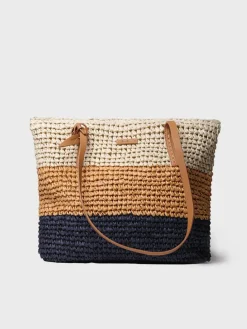DORA - Paper raffia shopper bag with zipper