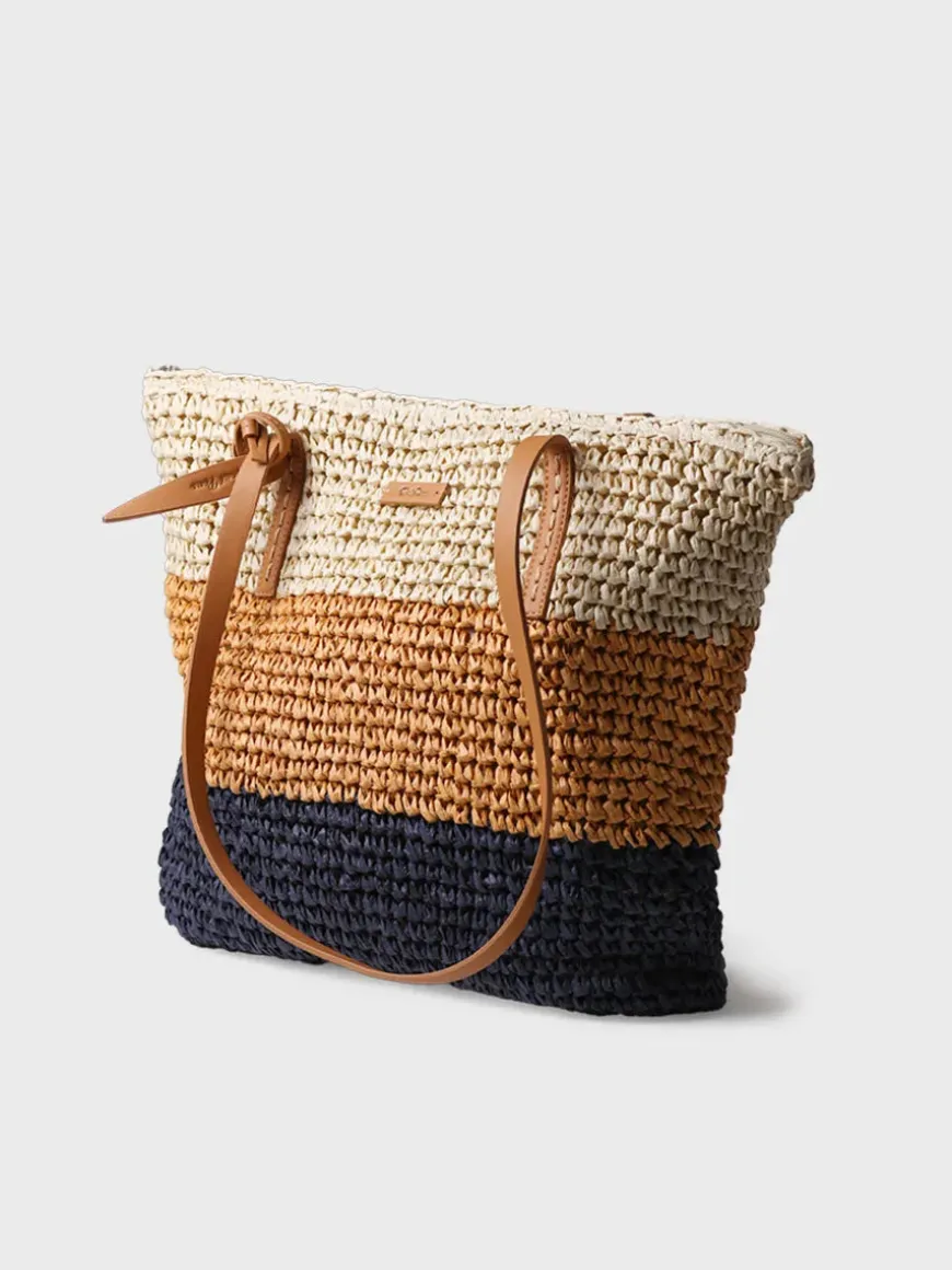 DORA - Paper raffia shopper bag with zipper