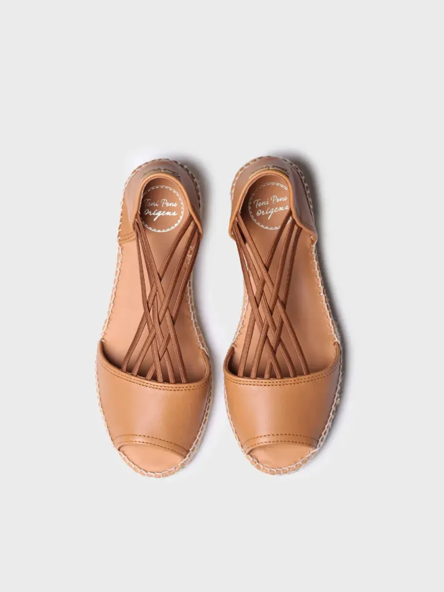 EBRE-P - Women's leather sandal with elastics