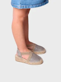 EDITA-S - Golden espadrilles for girls with elastics
