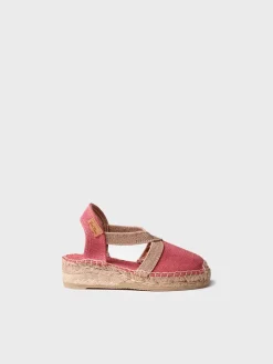 EDITA-V - Children's espadrille in plain fabric with wedge and elastics
