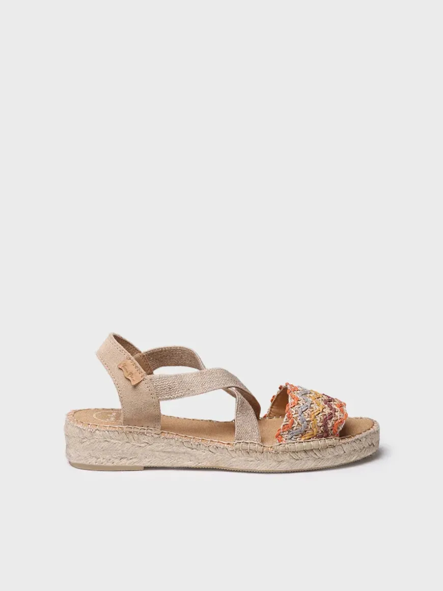 EIDER-RS - Women's espadrille with jute wedge and multicolour bands