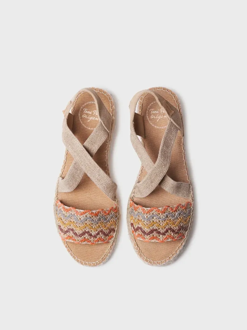 EIDER-RS - Women's espadrille with jute wedge and multicolour bands