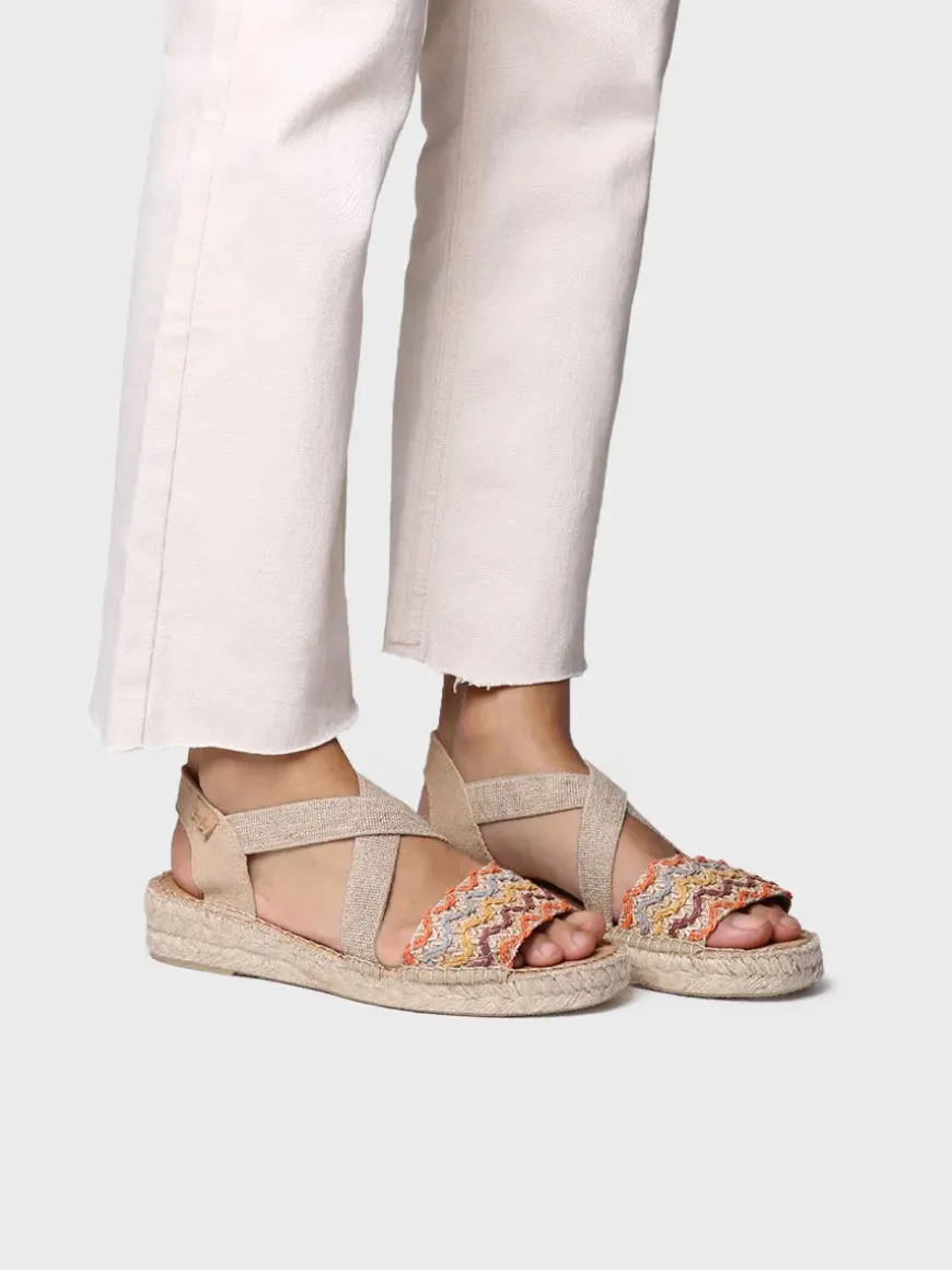 EIDER-RS - Women's espadrille with jute wedge and multicolour bands